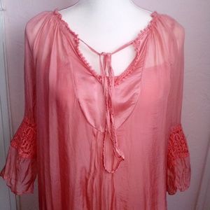 Silk Boho Style Flowy Blouse Top